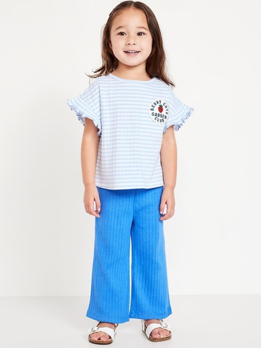 Little Girls Toddler Baby Berry Cute Garden Club Blue White Stripe Set 3T Tee